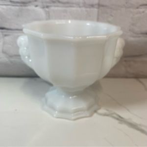 Vtg E.O. Brody Co. White Milk Glass Urn Pedestal Vase